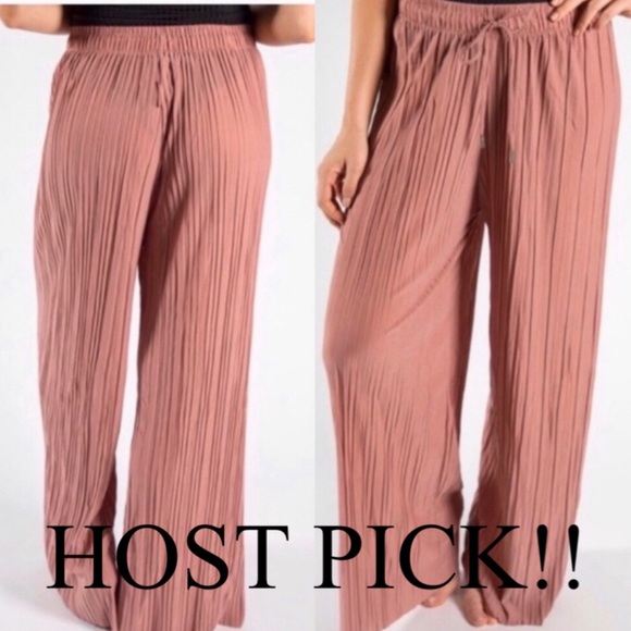 New Mix Pants - NWT Mauve Crepe Tie Palazzo Pants Small-Large